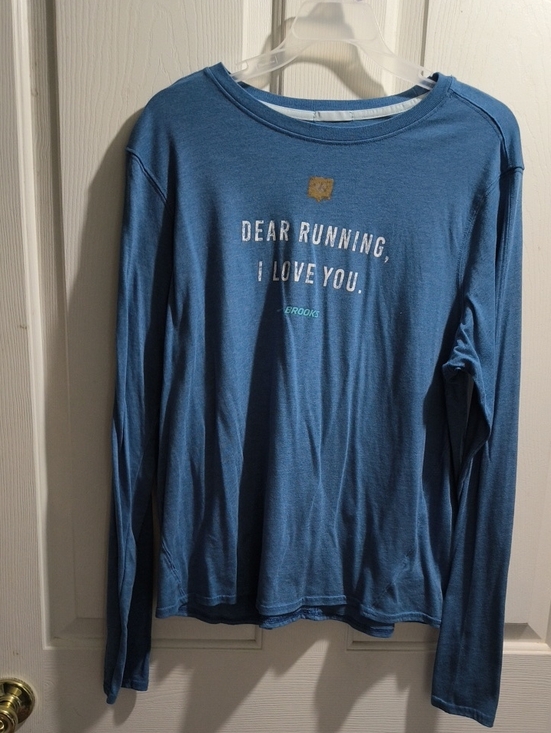 Brooks Tops - Brooks Blue Long Sleeve Running Tee with Slogan
